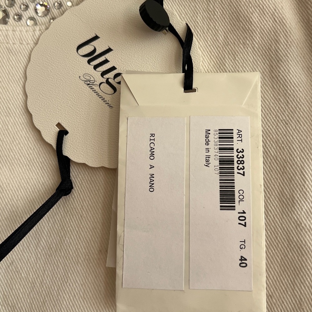 NWT Blumarine White Swarovski Crystal Jeans Made Italy Size 40 - Picture 12 of 12